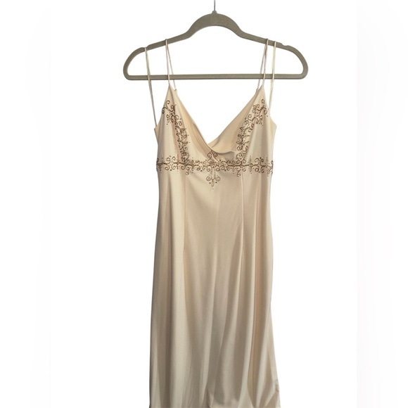 Dave & Johnny Beaded Formal Dress Champagne Yellow/Gold Size 5/6 - Picture 13 of 14